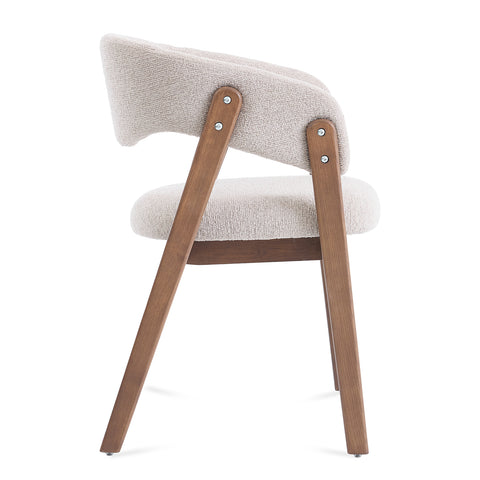 Riverton Dining Chair, Walnut Effect Ash Solid Wood | Cream Bouclé Fabric