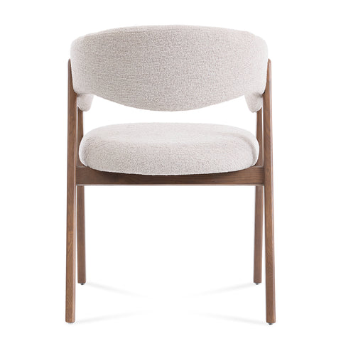 Riverton Dining Chair, Walnut Effect Ash Solid Wood | Cream Bouclé Fabric