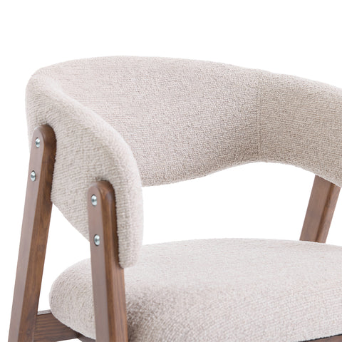 Riverton Dining Chair, Walnut Effect Ash Solid Wood | Cream Bouclé Fabric