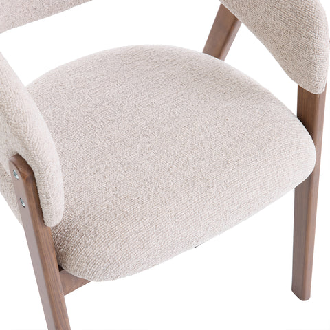 Riverton Dining Chair, Walnut Effect Ash Solid Wood | Cream Bouclé Fabric