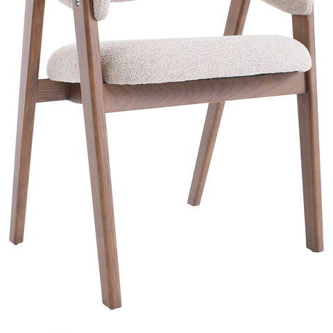 Riverton Dining Chair, Walnut Effect Ash Solid Wood | Cream Bouclé Fabric