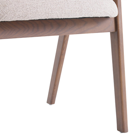 Riverton Dining Chair, Walnut Effect Ash Solid Wood | Cream Bouclé Fabric