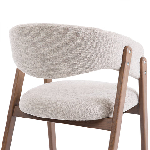 Riverton Dining Chair, Walnut Effect Ash Solid Wood | Cream Bouclé Fabric