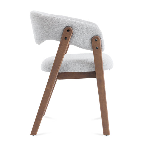 Riverton Dining Chair, Walnut Effect Ash Solid Wood | Light Grey Bouclé Fabric