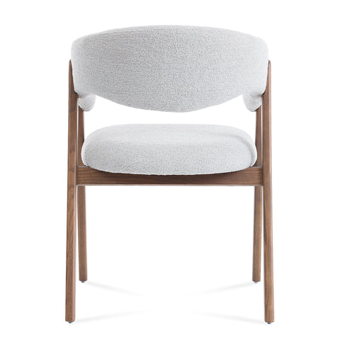 Riverton Dining Chair, Walnut Effect Ash Solid Wood | Light Grey Bouclé Fabric