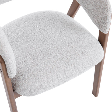 Riverton Dining Chair, Walnut Effect Ash Solid Wood | Light Grey Bouclé Fabric