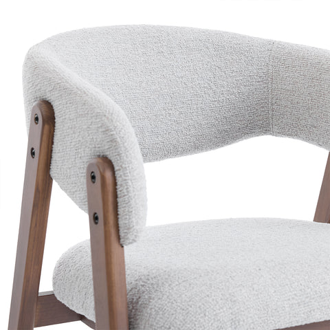 Riverton Dining Chair, Walnut Effect Ash Solid Wood | Light Grey Bouclé Fabric