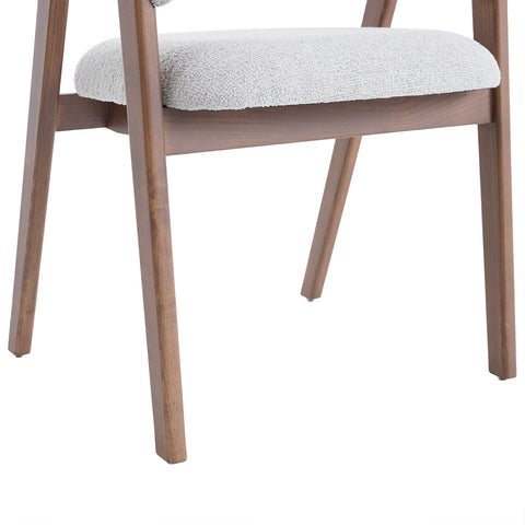 Riverton Dining Chair, Walnut Effect Ash Solid Wood | Light Grey Bouclé Fabric