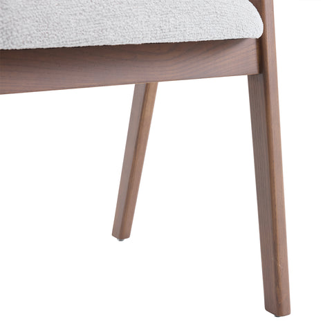 Riverton Dining Chair, Walnut Effect Ash Solid Wood | Light Grey Bouclé Fabric
