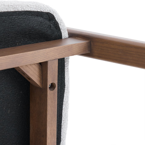 Riverton Dining Chair, Walnut Effect Ash Solid Wood | Light Grey Bouclé Fabric