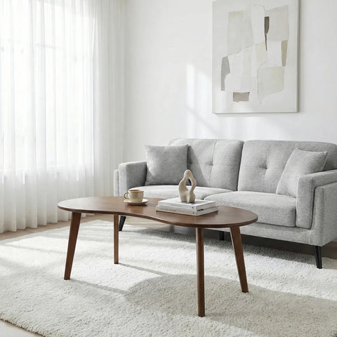 Rune Walnut Oval Wooden Coffee Table