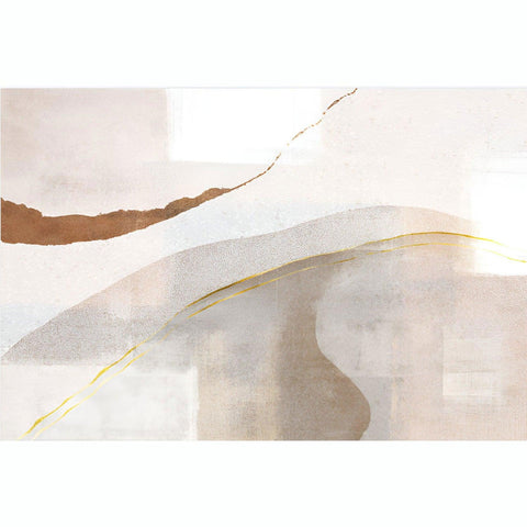 Sailing Abstract Artistic Wave Design Velvet Rug in Soft Cream & Camel - 160 x 200cm - Furnt