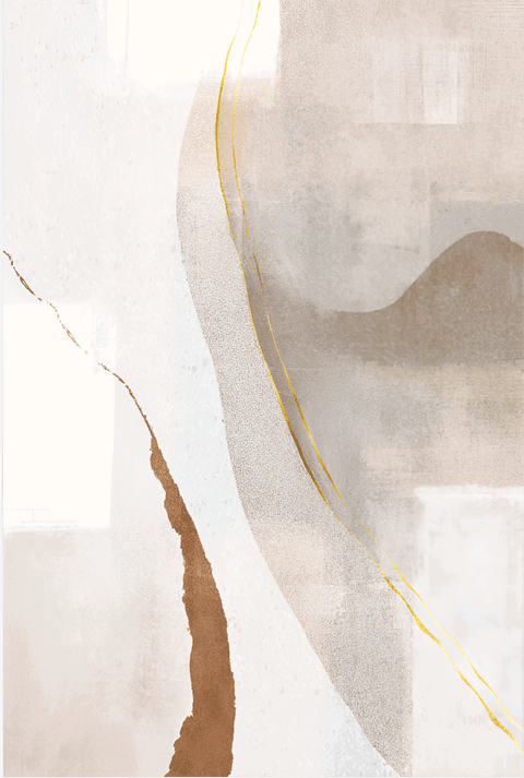 Sailing Abstract Artistic Wave Design Velvet Rug in Soft Cream & Camel - 160 x 200cm - Furnt