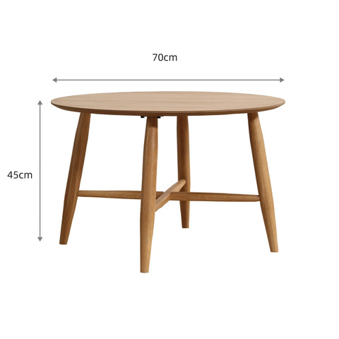 Sander Round Oak Effect Wooden Coffee Table and Side Table Set
