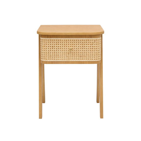 Savla Natural Rattan 1 Drawer Wooden Bedside Cabinet