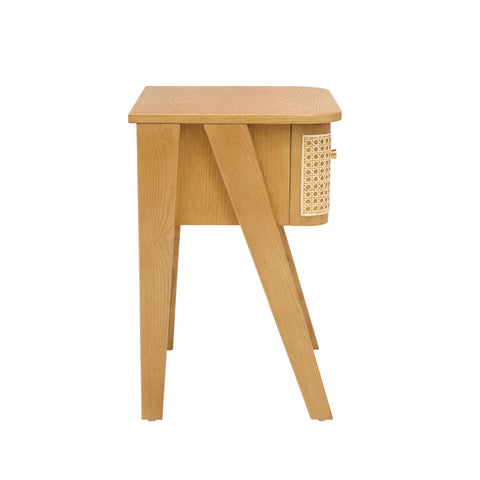 Savla Natural Rattan 1 Drawer Wooden Bedside Cabinet