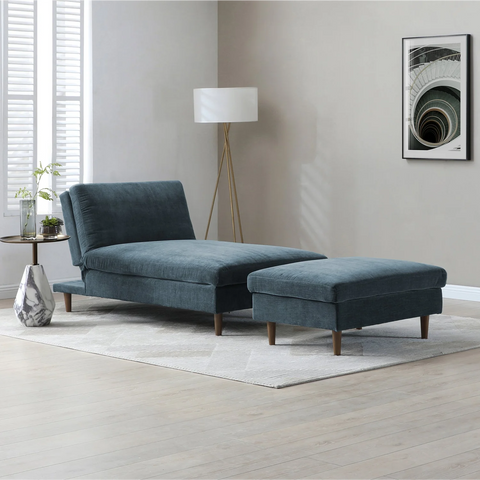 Scott Chaise Sofa Bed in Navy or Olive Green Chenille