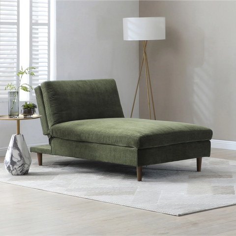 Scott Chaise Sofa Bed in Navy or Olive Green Chenille