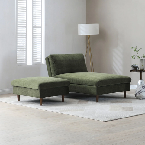 Scott Chaise Sofa Bed in Navy or Olive Green Chenille