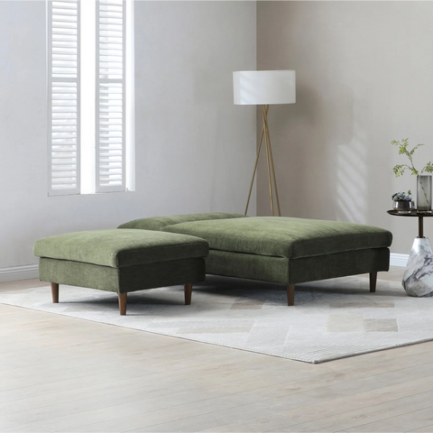 Scott Chaise Sofa Bed in Navy or Olive Green Chenille