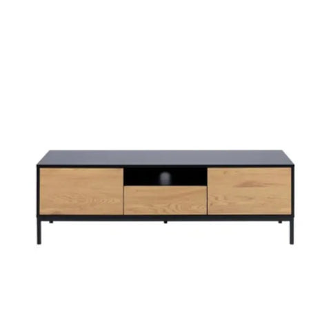 Seaford TV Unit 2 Doors 1 Drawer in Black & Oak