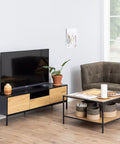 Seaford TV Unit 2 Doors 1 Drawer in Black & Oak
