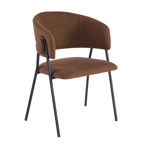 Shiro Set of 4 Chestnut Brown Dining Chairs with Black Metal Frame
