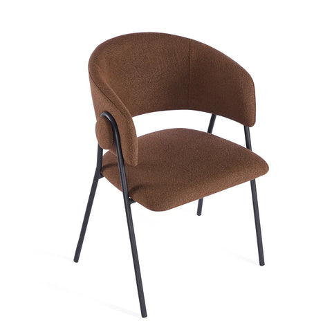 Shiro Set of 4 Chestnut Brown Dining Chairs with Black Metal Frame