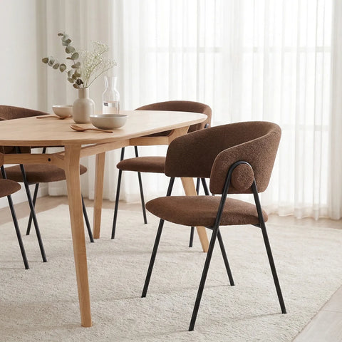 Shiro Set of 4 Chestnut Brown Dining Chairs with Black Metal Frame
