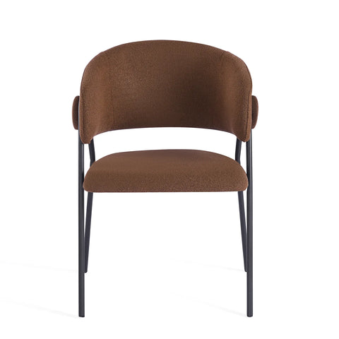 Shiro Set of 4 Chestnut Brown Dining Chairs with Black Metal Frame