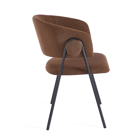 Shiro Set of 4 Chestnut Brown Dining Chairs with Black Metal Frame