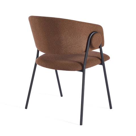 Shiro Set of 4 Chestnut Brown Dining Chairs with Black Metal Frame