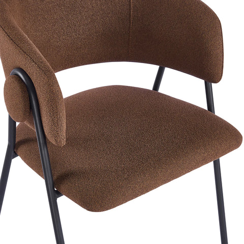 Shiro Set of 4 Chestnut Brown Dining Chairs with Black Metal Frame