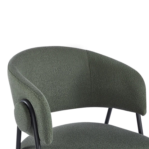 Shiro Set of 4 Deep Moss Green Dining Chairs with Black Metal Frame