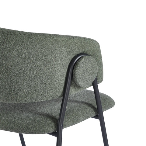 Shiro Set of 4 Deep Moss Green Dining Chairs with Black Metal Frame