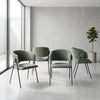 Shiro Set of 4 Deep Moss Green Dining Chairs with Black Metal Frame