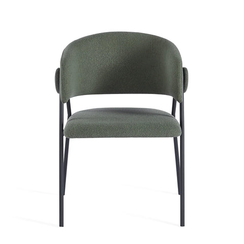 Shiro Set of 4 Deep Moss Green Dining Chairs with Black Metal Frame