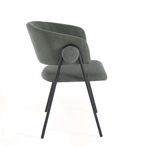 Shiro Set of 4 Deep Moss Green Dining Chairs with Black Metal Frame