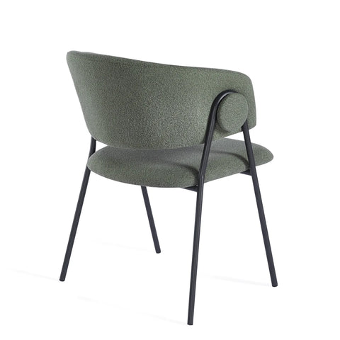 Shiro Set of 4 Deep Moss Green Dining Chairs with Black Metal Frame