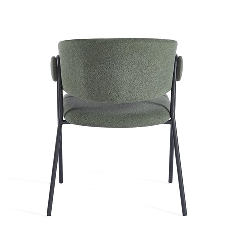 Shiro Set of 4 Deep Moss Green Dining Chairs with Black Metal Frame