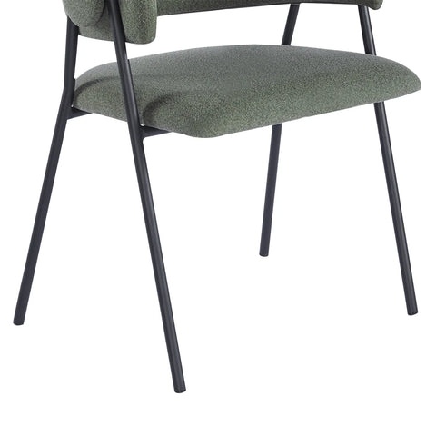 Shiro Set of 4 Deep Moss Green Dining Chairs with Black Metal Frame