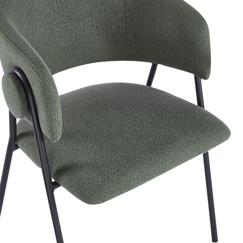 Shiro Set of 4 Deep Moss Green Dining Chairs with Black Metal Frame