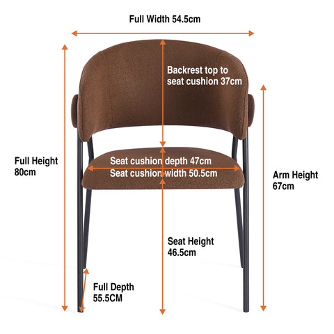 Shiro Set of 4 Chestnut Brown Dining Chairs with Black Metal Frame