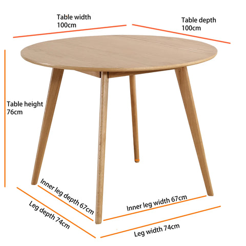 Sienna Oak Round Wooden Dining Table - 100cm