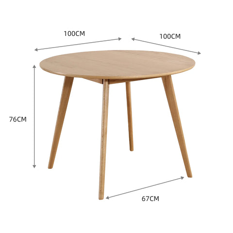 Sienna Scandinavian 2-4 Seater Oak Effect Round Wooden Dining Table - 100cm