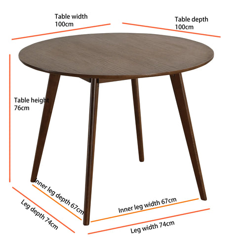 Sienna Walnut Round Wooden Dining Table - 100cm