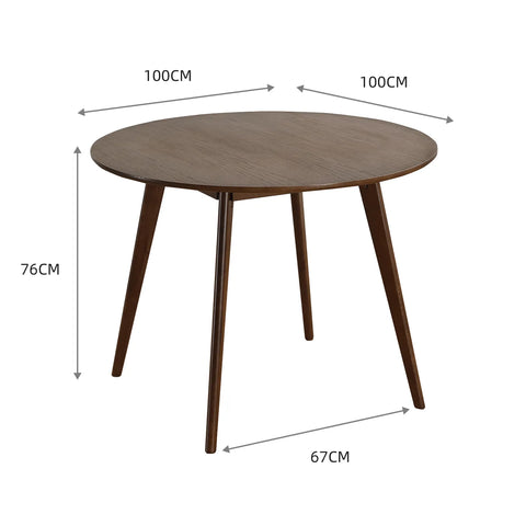 Sienna Scandinavian 2-4 Seater Walnut Effect Round Wooden Dining Table - 100cm