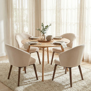 Sienna Scandinavian 2-4 Seater Oak Effect Round Wooden Dining Table - 100cm