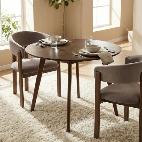 Sienna Walnut Round Wooden Dining Table - 100cm