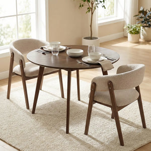 Sienna Scandinavian 2-4 Seater Walnut Effect Round Wooden Dining Table - 100cm